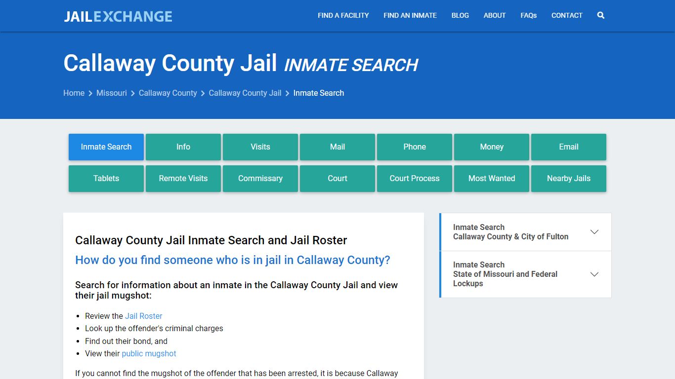 Inmate Search: Roster & Mugshots - Callaway County Jail, MO